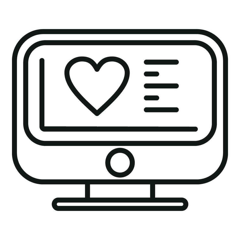 Heart model pc monitor icon outline vector. Medical bioprinting vector