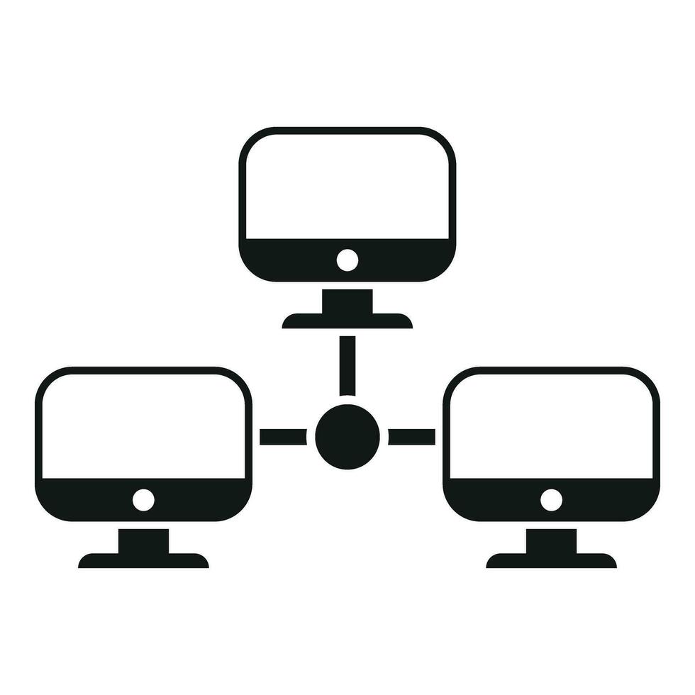 Computer network data icon simple vector. Router dark processor vector