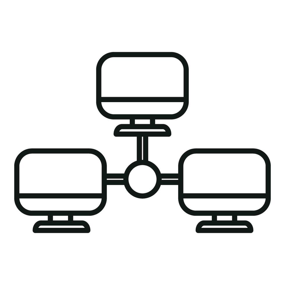 Computer network data icon outline vector. Router dark processor vector
