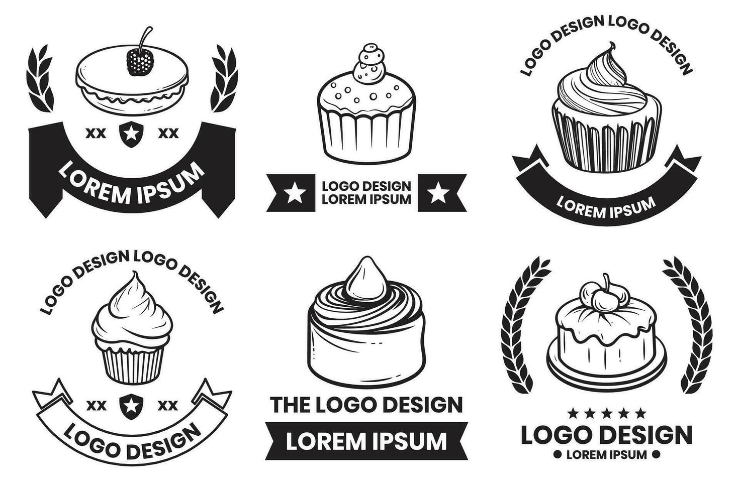 AI generated Cake and dessert shop logo in vintage style vector