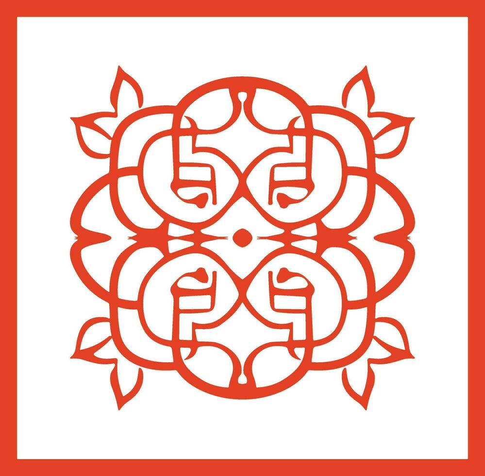 AI generated Chinese style message frame in vintage style vector