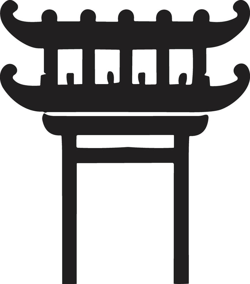 AI generated Japanese gate logo or Chinese lantern in vintage style vector