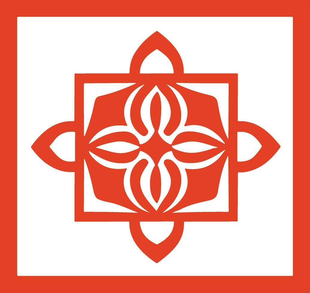 AI generated Chinese style message frame in vintage style vector