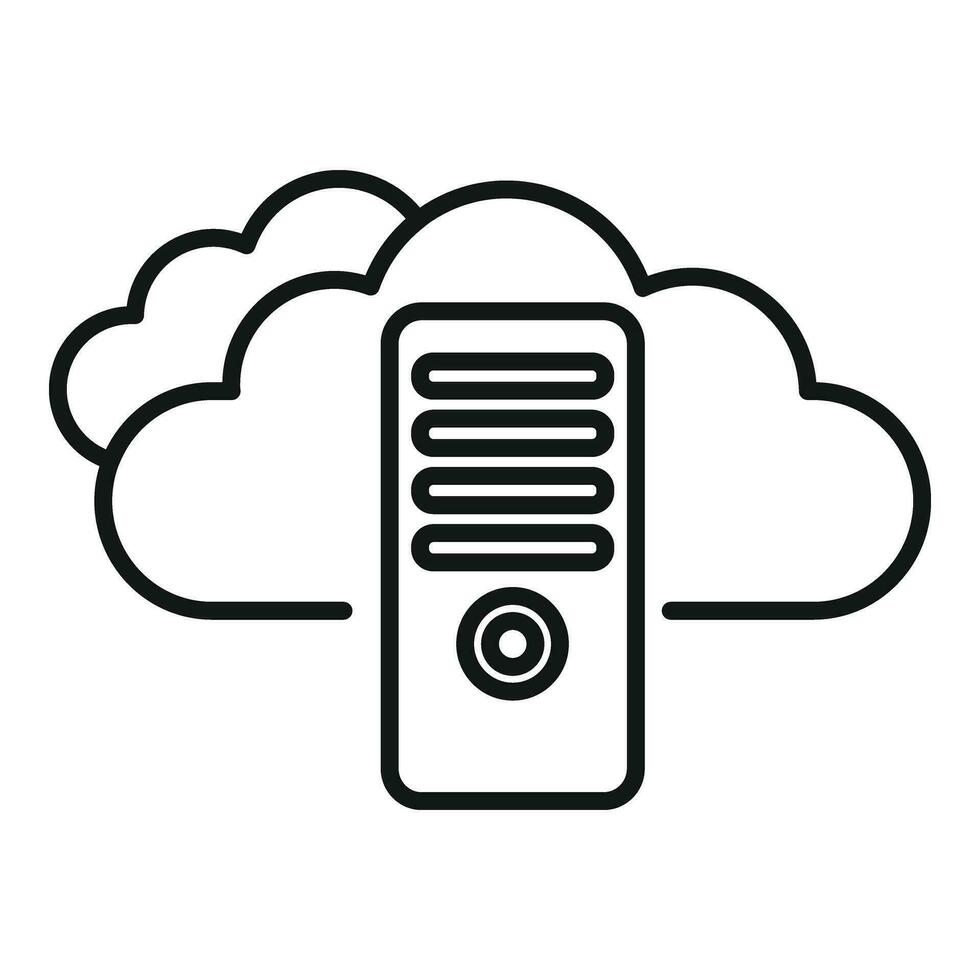 Computer cloud data icon outline vector. Storage cloud vector
