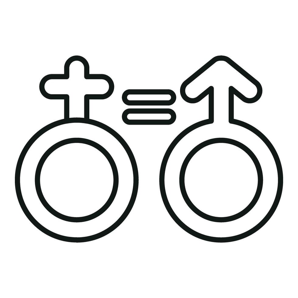 género igualdad icono contorno vector. Pareja póster apoyo vector