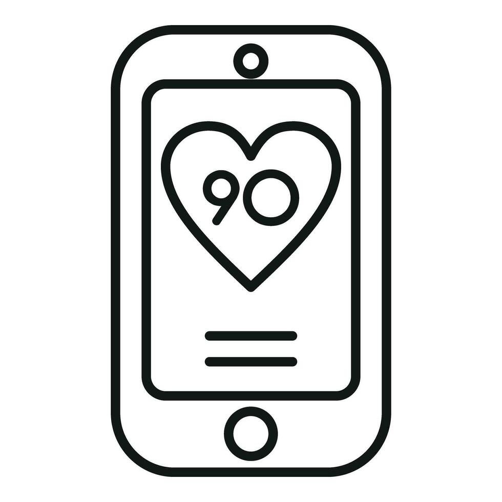 corazón Velocidad teléfono inteligente icono contorno vector. social medios de comunicación vector