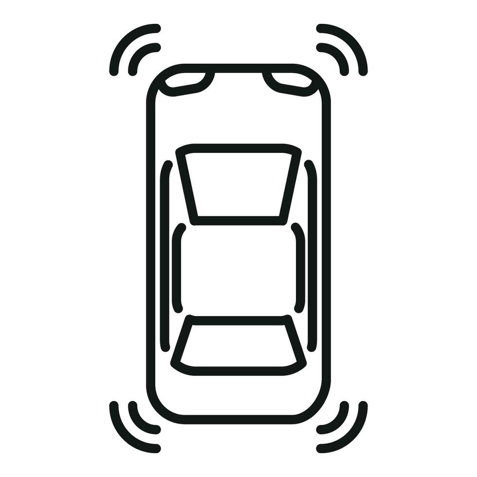 Safety vehicle top view icon outline vector. Control system vector