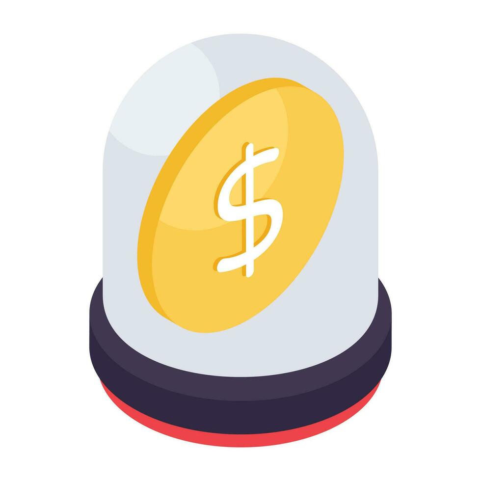 Revolving red light with dollar icon, vector design of financial siren