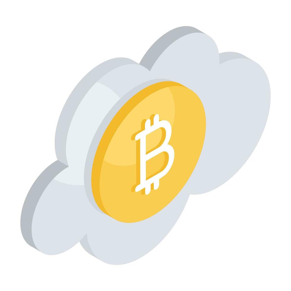 un Perfecto diseño icono de nube bitcoin vector