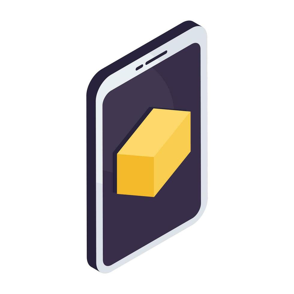 Editable design icon of mobile 3d model vector