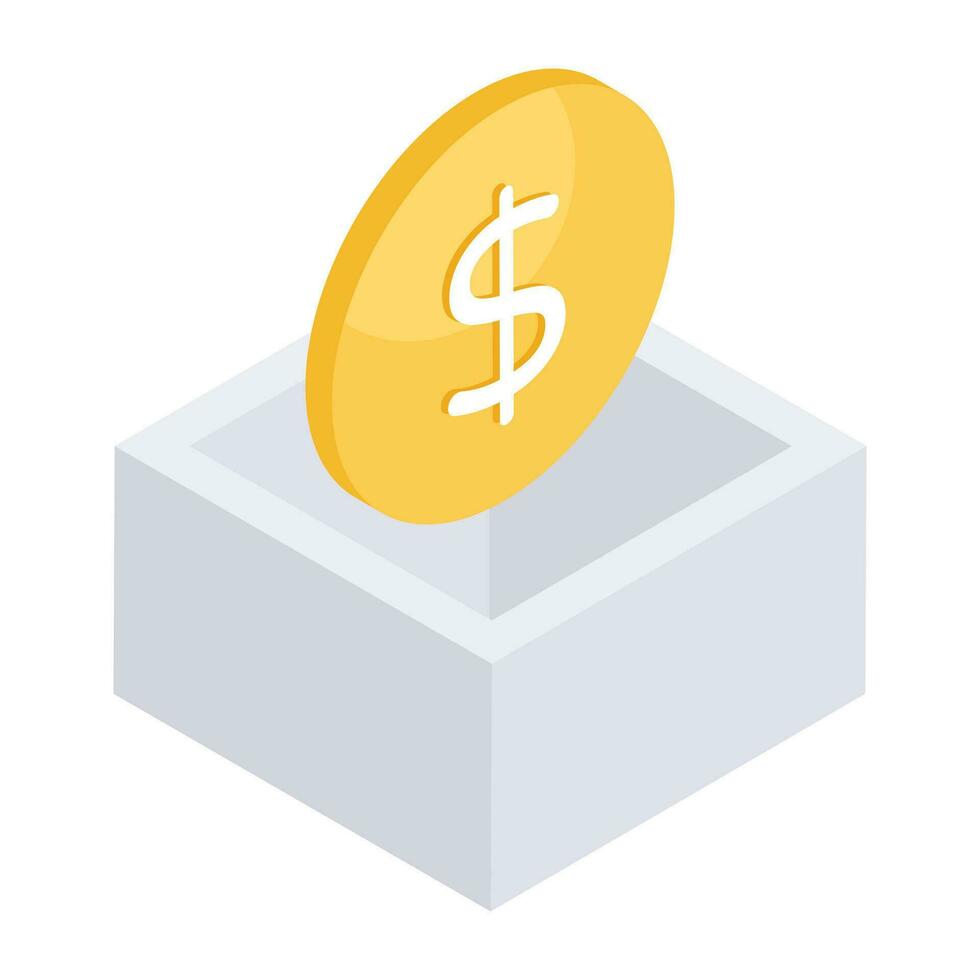 An editable design icon of dollar coin vector