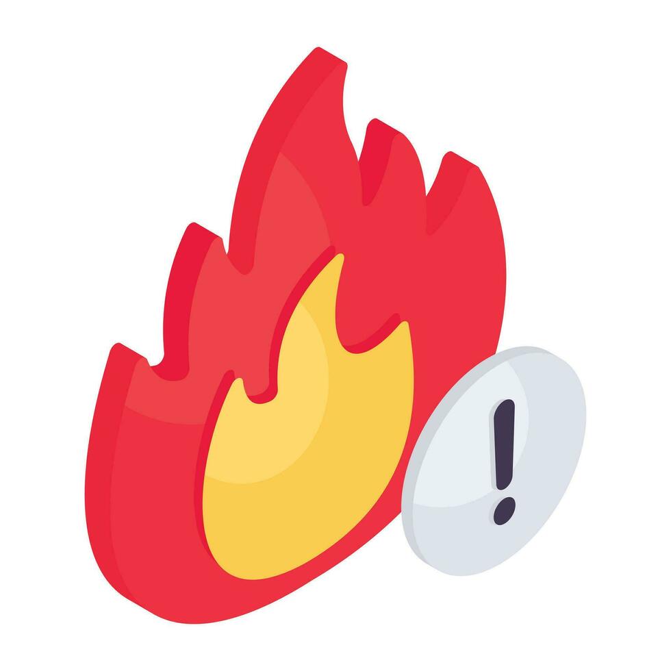 Conceptual isometric design icon of fire warning vector