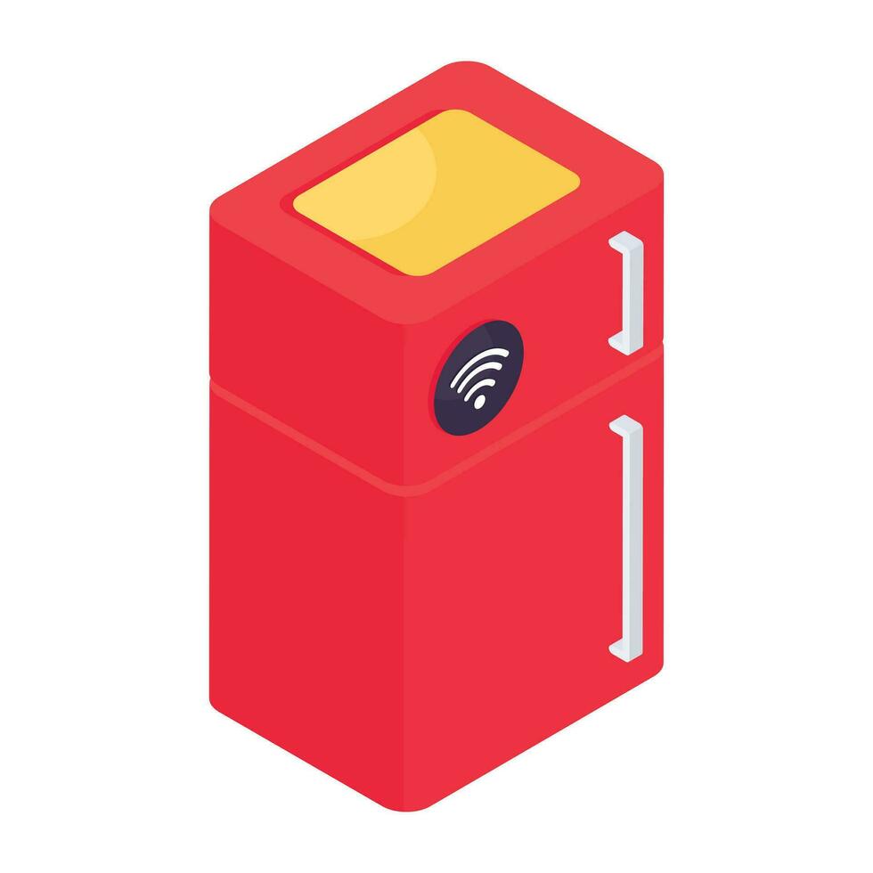 Vector design of smart fridge, isometric icon