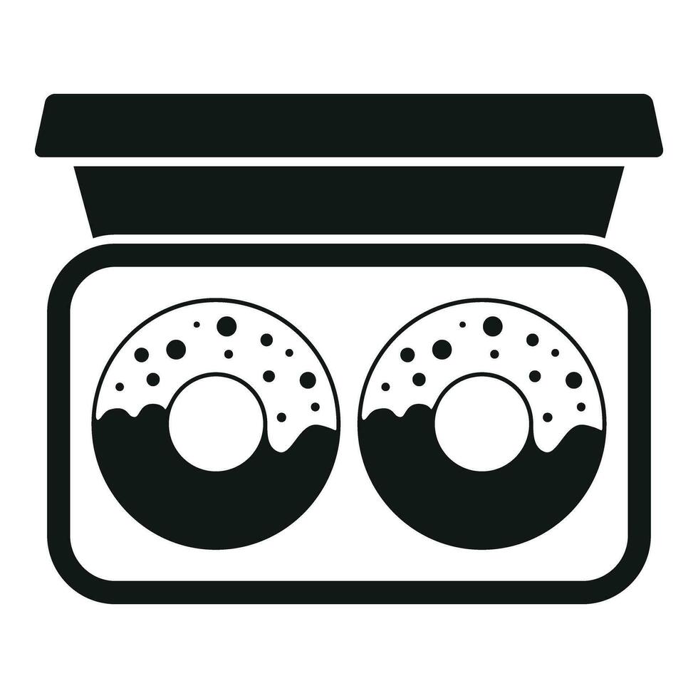 rápido comida rosquilla caja icono sencillo vector. oscuro bocadillo vector