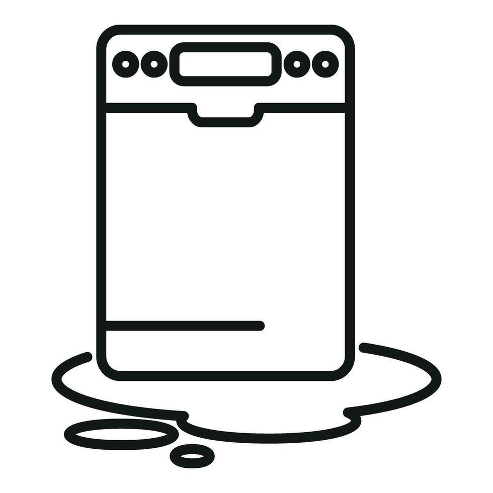 Full water dishwasher icon outline vector. Worker fixing vector