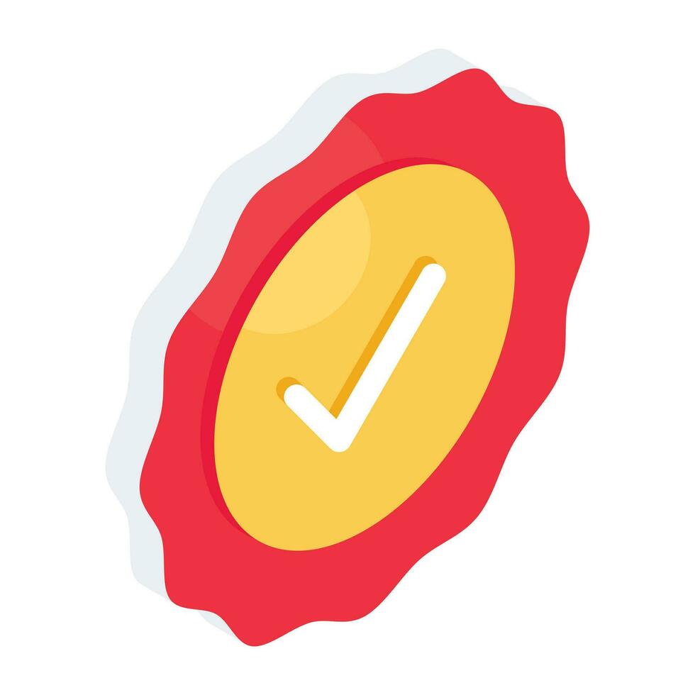 A premium download icon of tick badge vector