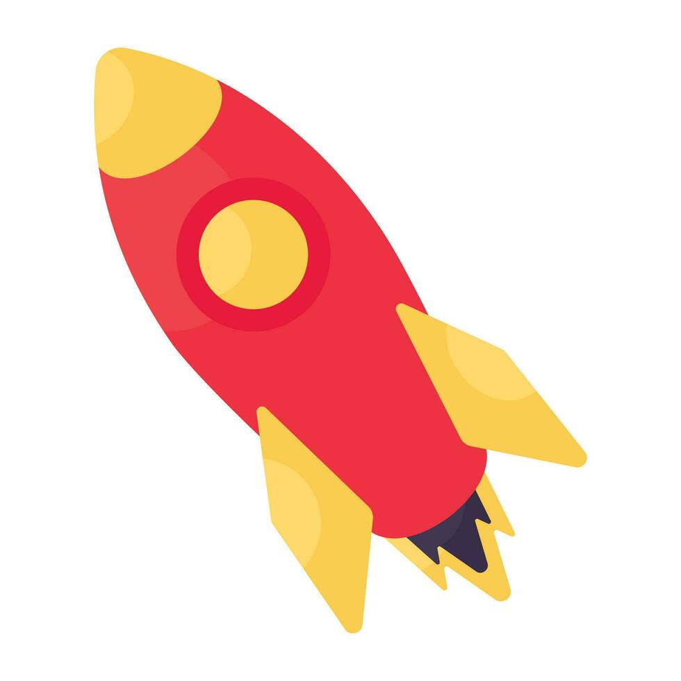 Conceptual isometric design icon of rocket vector