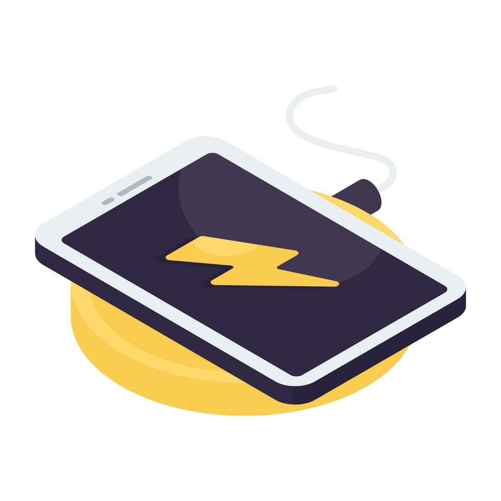 Mobile charging icon in isometric design vector