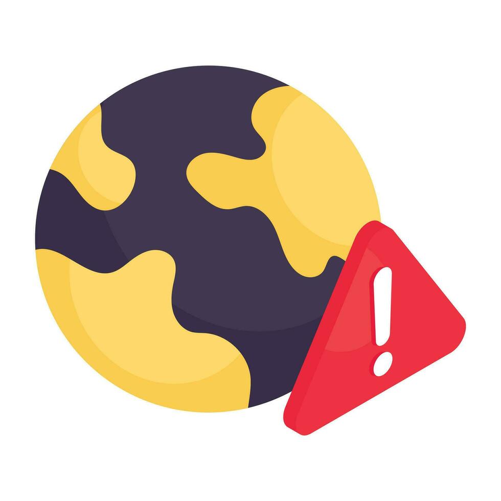 Caution sign with globe, icon of global error vector