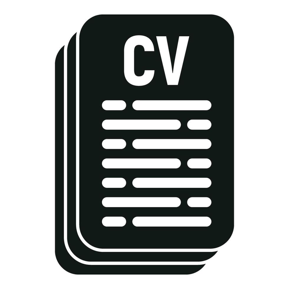 CV documentos icono sencillo vector. mirando buscar nuevo trabajo vector