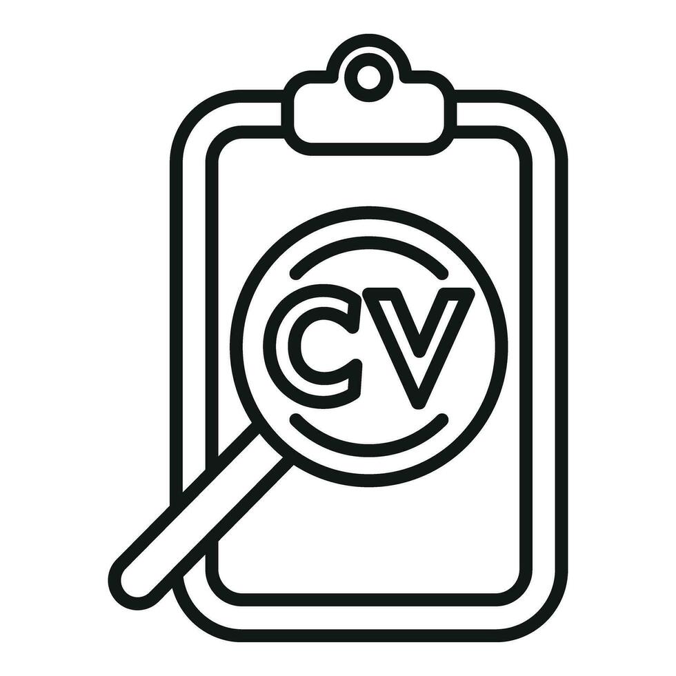 Cv clipboard search icon outline vector. Resume company vector