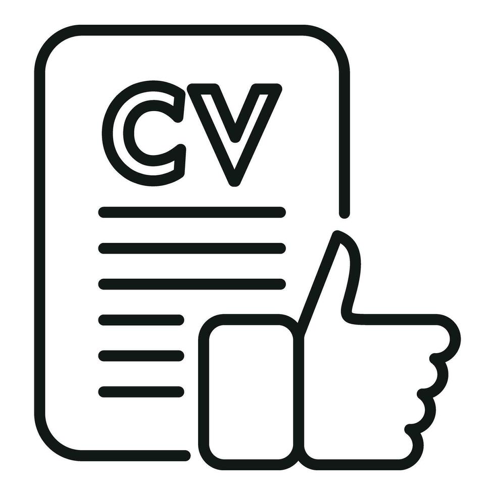 aprobado papel CV icono contorno vector. en línea trabajo vector