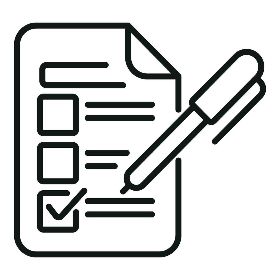 List paper ballot icon outline vector. Polling booth vector