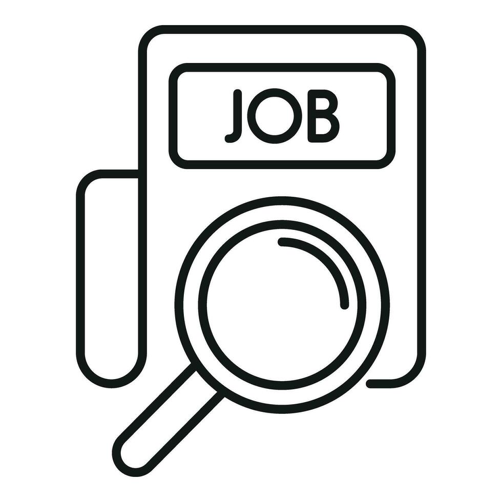 Job glass search icon outline vector. Company resume vector