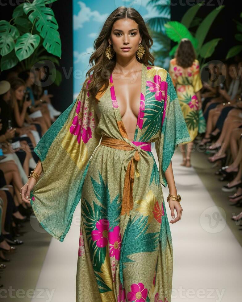 AI generated A model walks the runway. ai generative photo