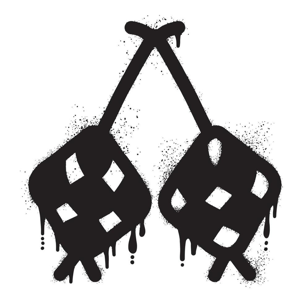 ketupat pintada estaba dibujado con negro rociar pintar vector