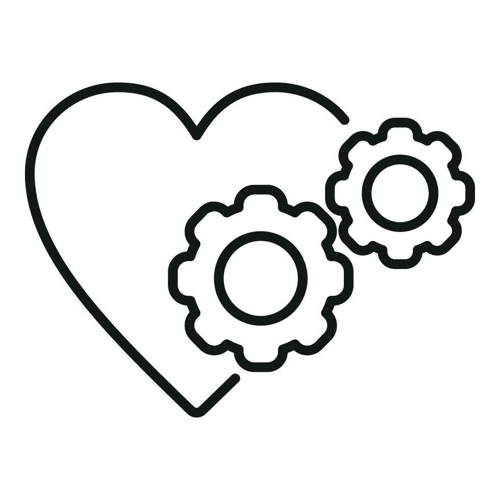 Heart gear palpitating icon outline vector. Aliment disease vector