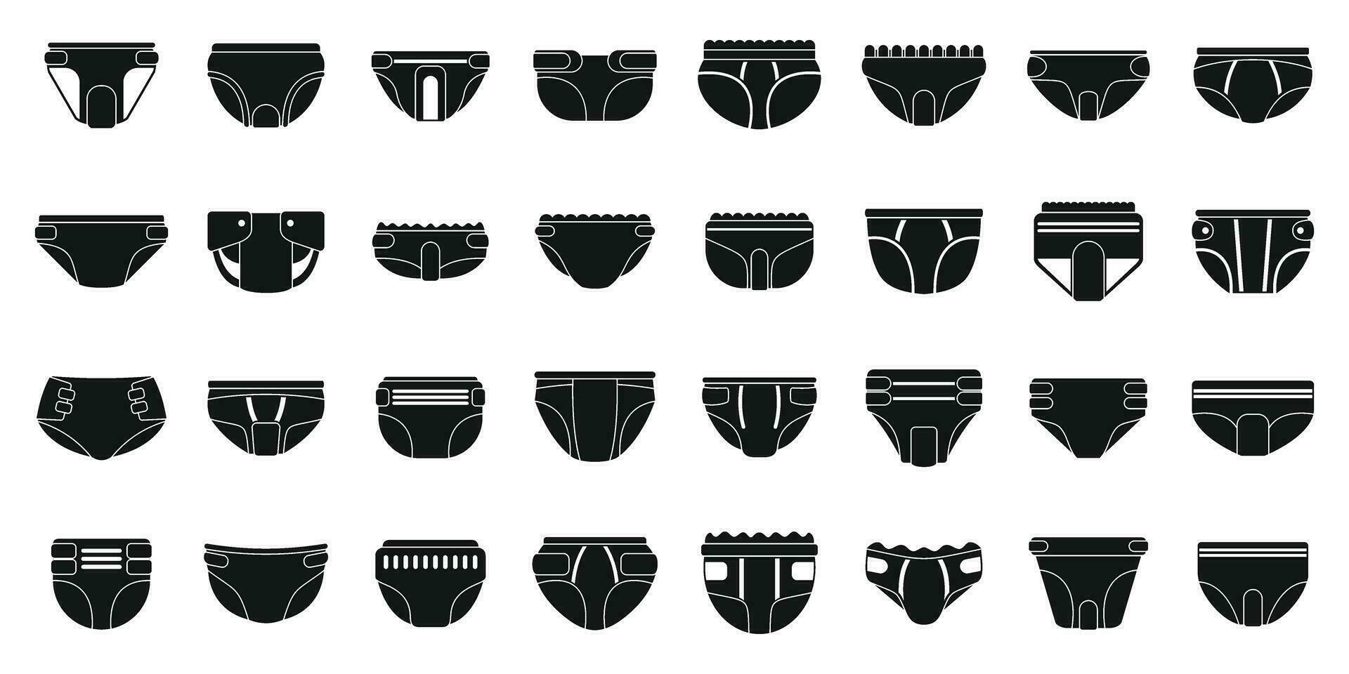 Adult diaper icons set simple vector. Layer sanitary vector