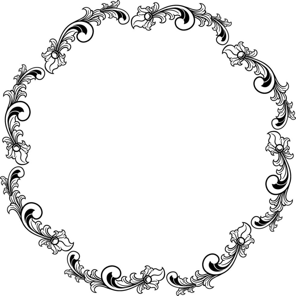 Round ornament frame for wedding vector