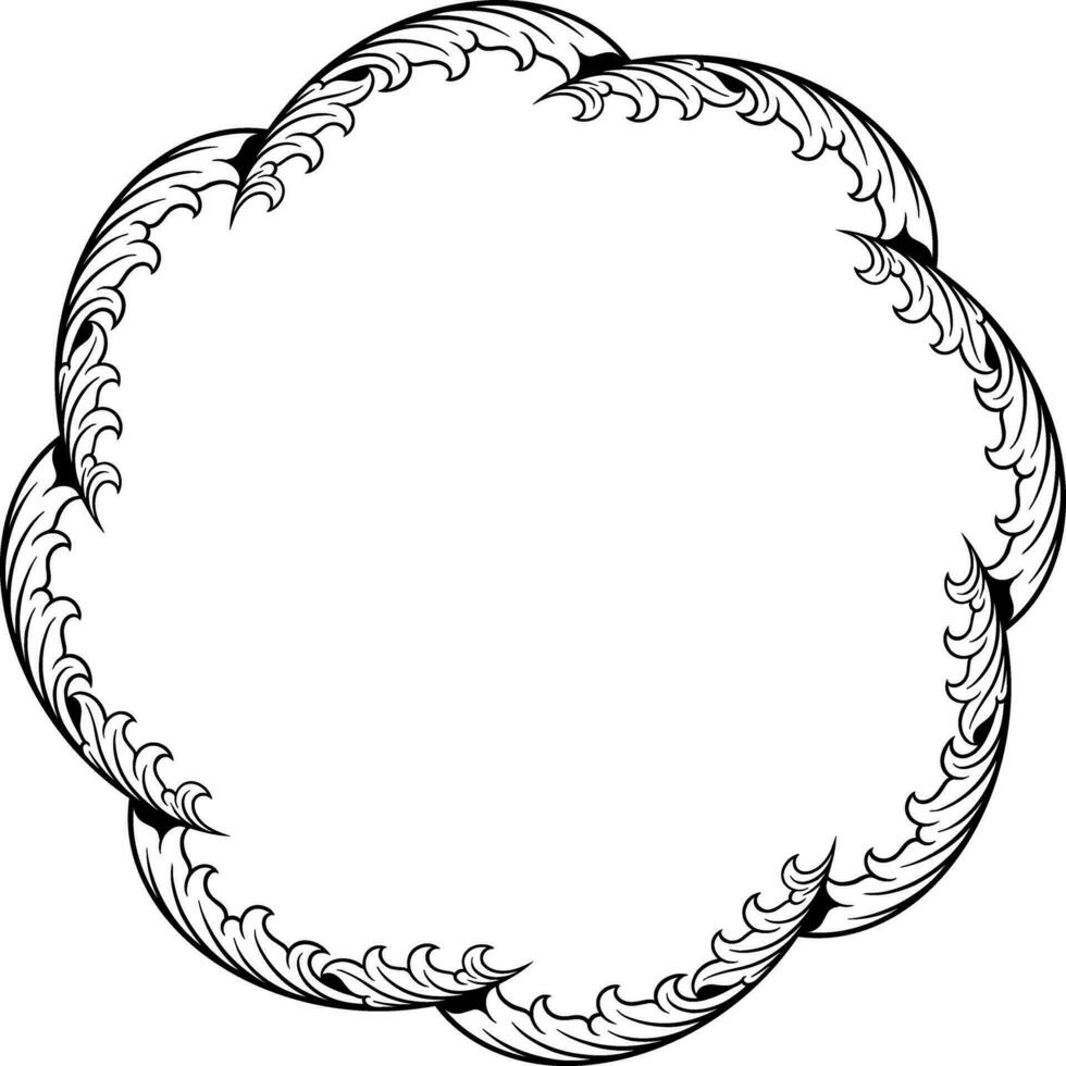 Round ornament frame for wedding vector