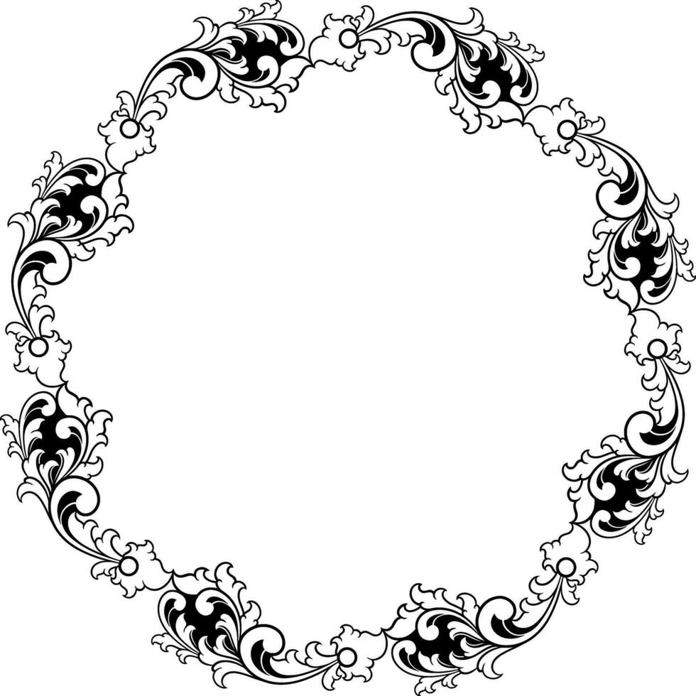 Round ornament frame for wedding vector