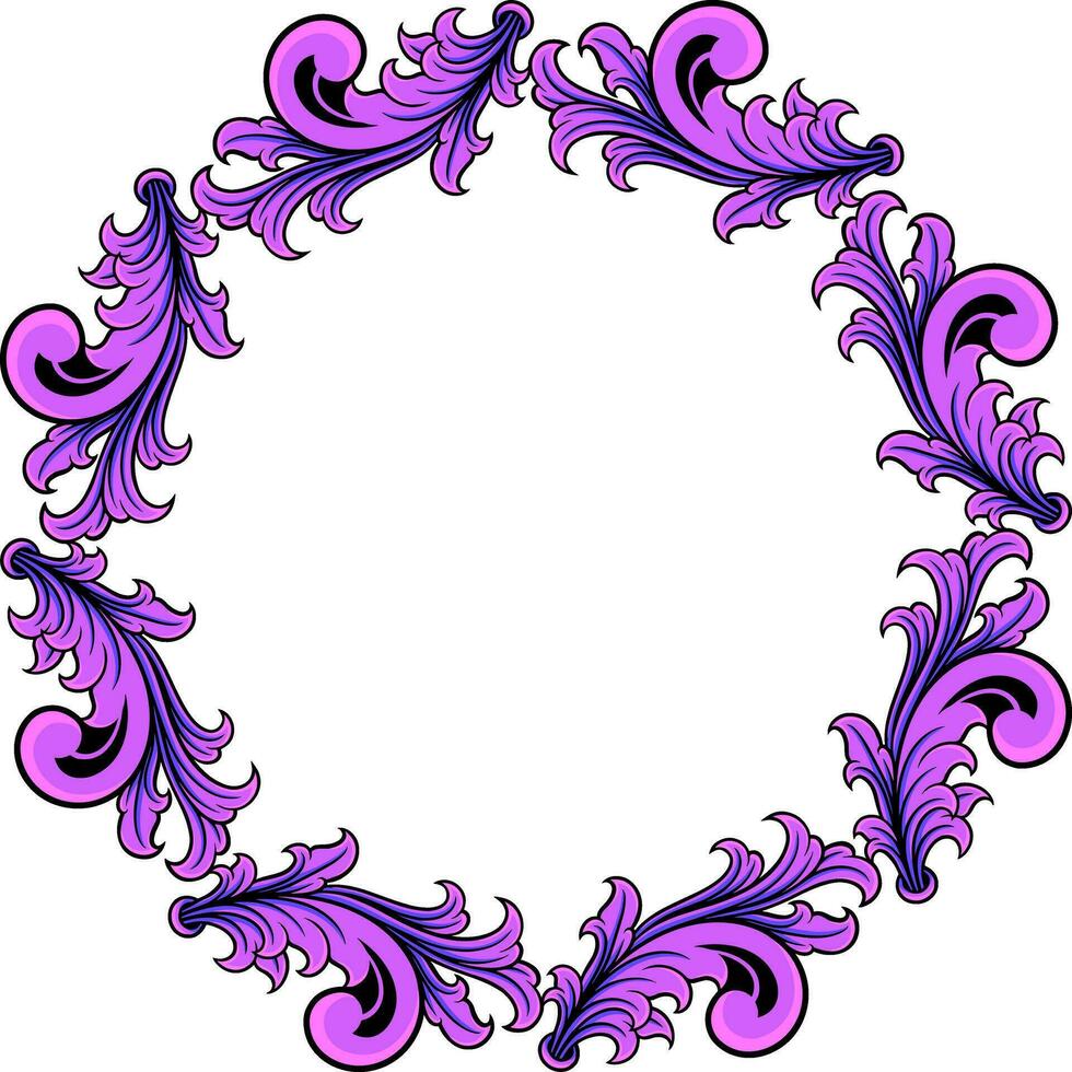 Round ornament frame for wedding vector