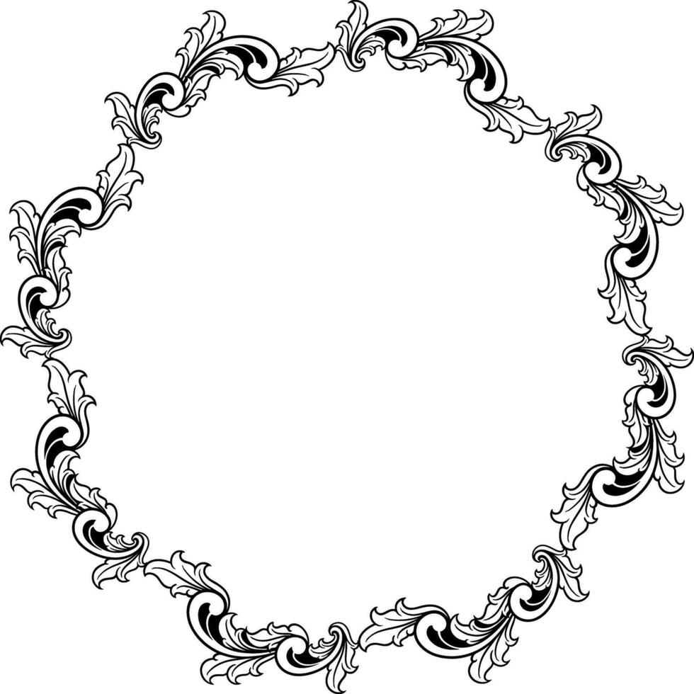 Round ornament frame for wedding vector