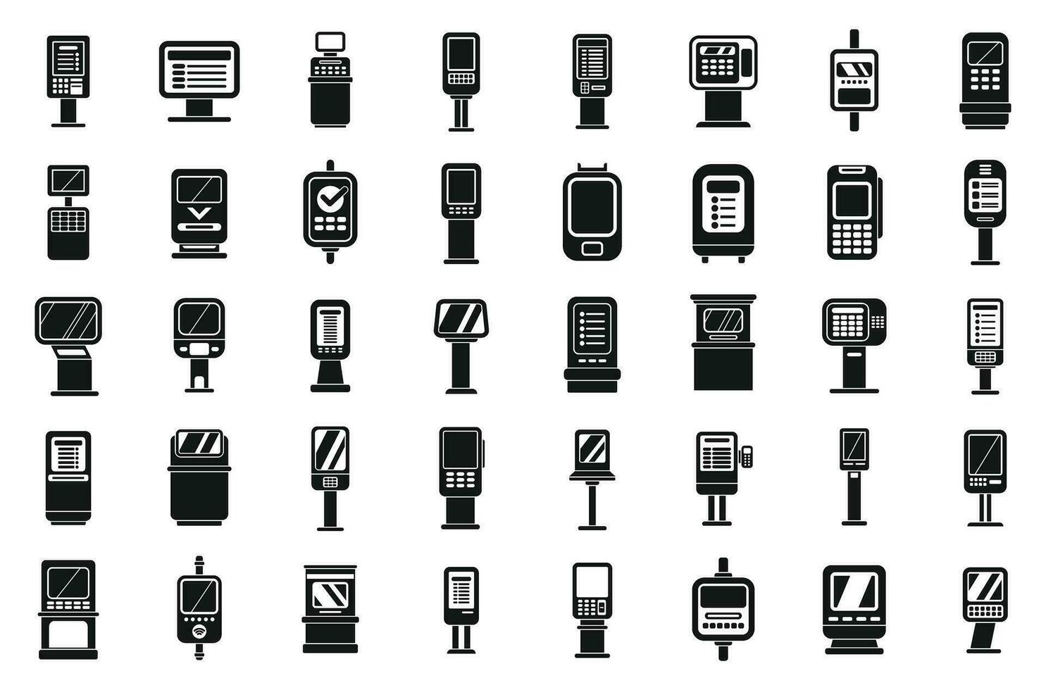 Ticket terminal icons set simple vector. City security vector