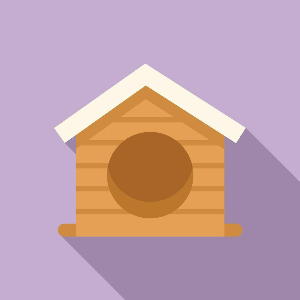 Round enter dog kennel icon flat vector. Wooden design vector