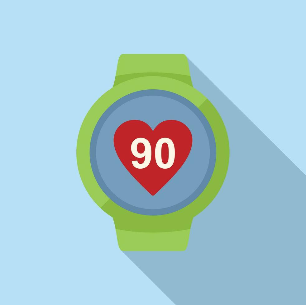 Smartwatch palpitating icon flat vector. Health pain chest vector