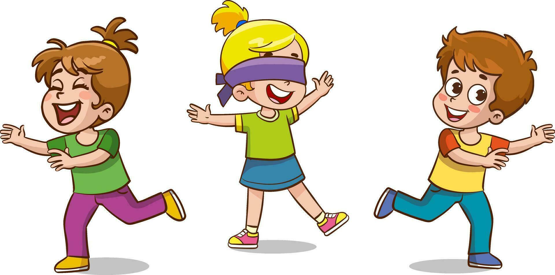 vector illustration of little children playing blindfolded