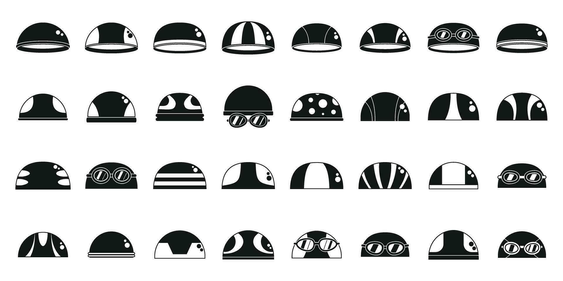 Swimming cap icons set simple vector. Swim pool dive vector