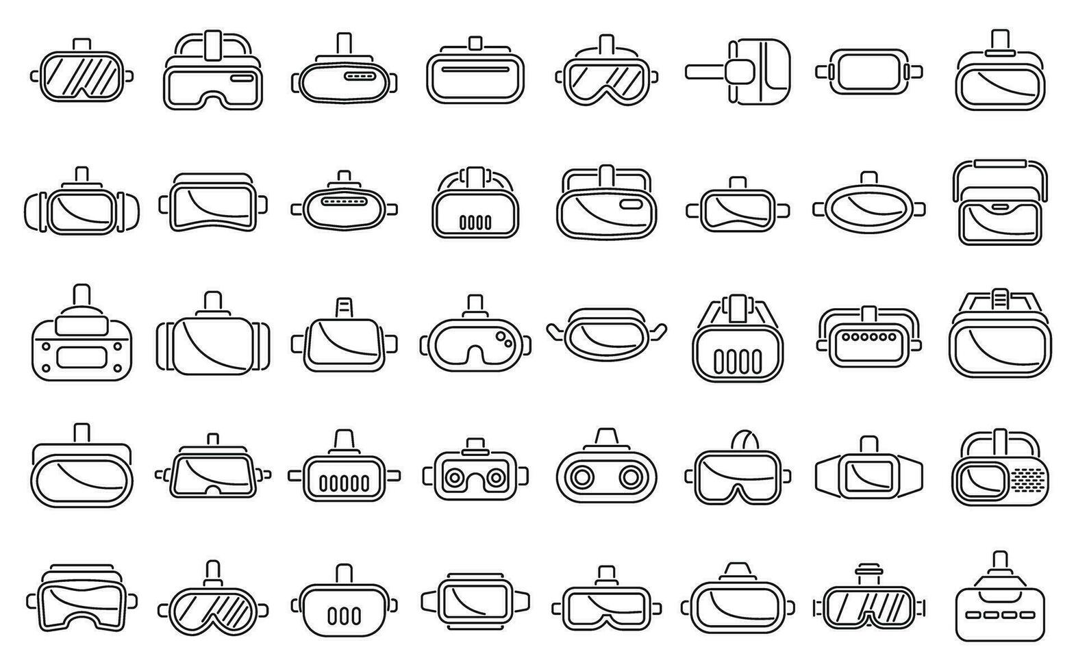 Virtual reality helmet icons set outline vector. Game vr vector