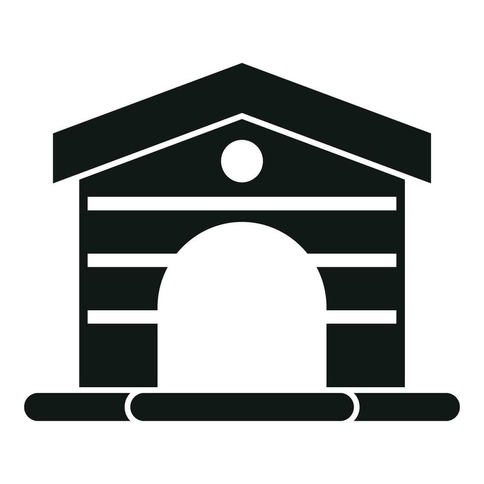 Small dog kennel icon simple vector. Wood cabin vector