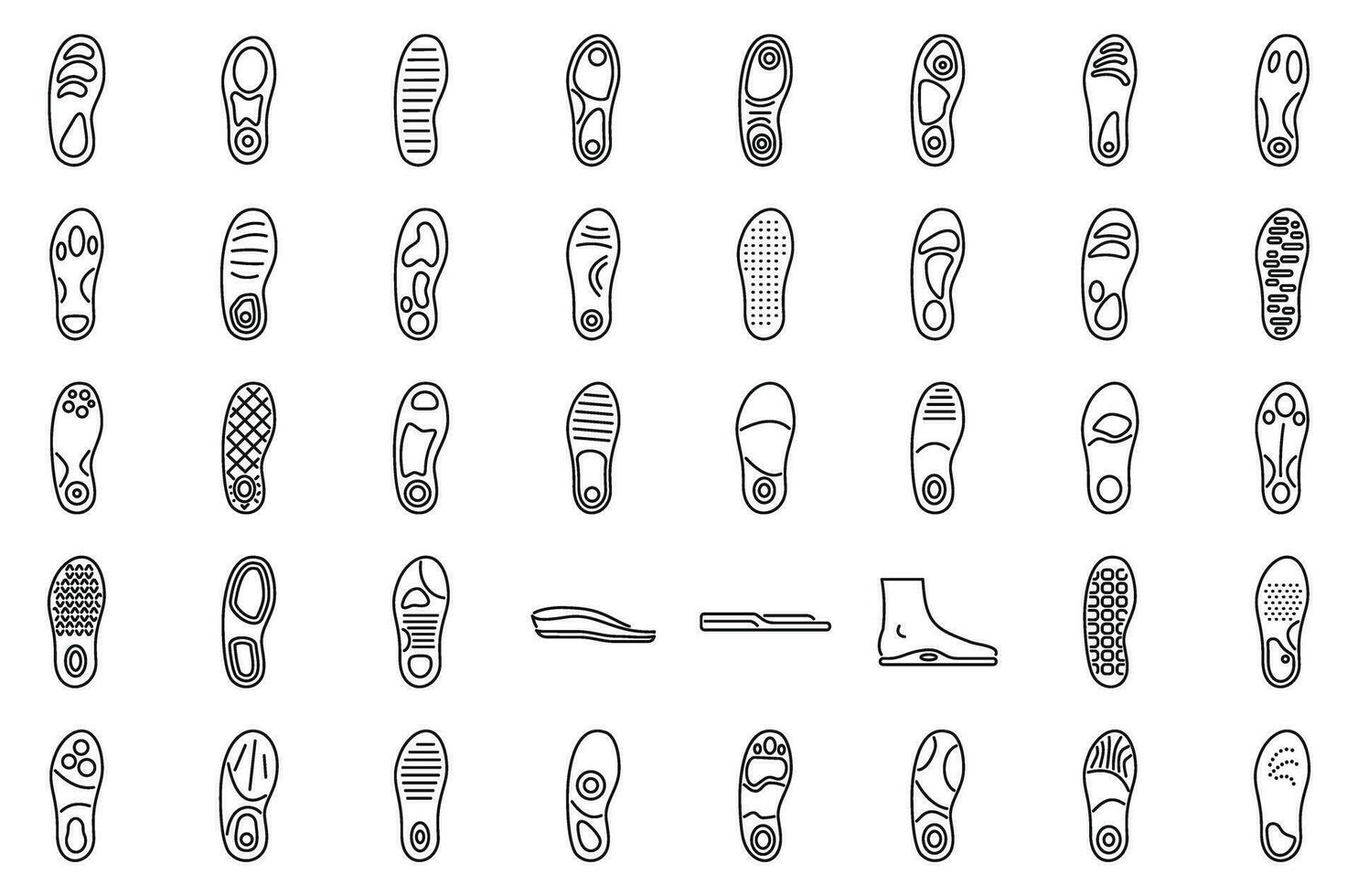 Orthopedic insoles icons set outline vector. Footwear insole vector