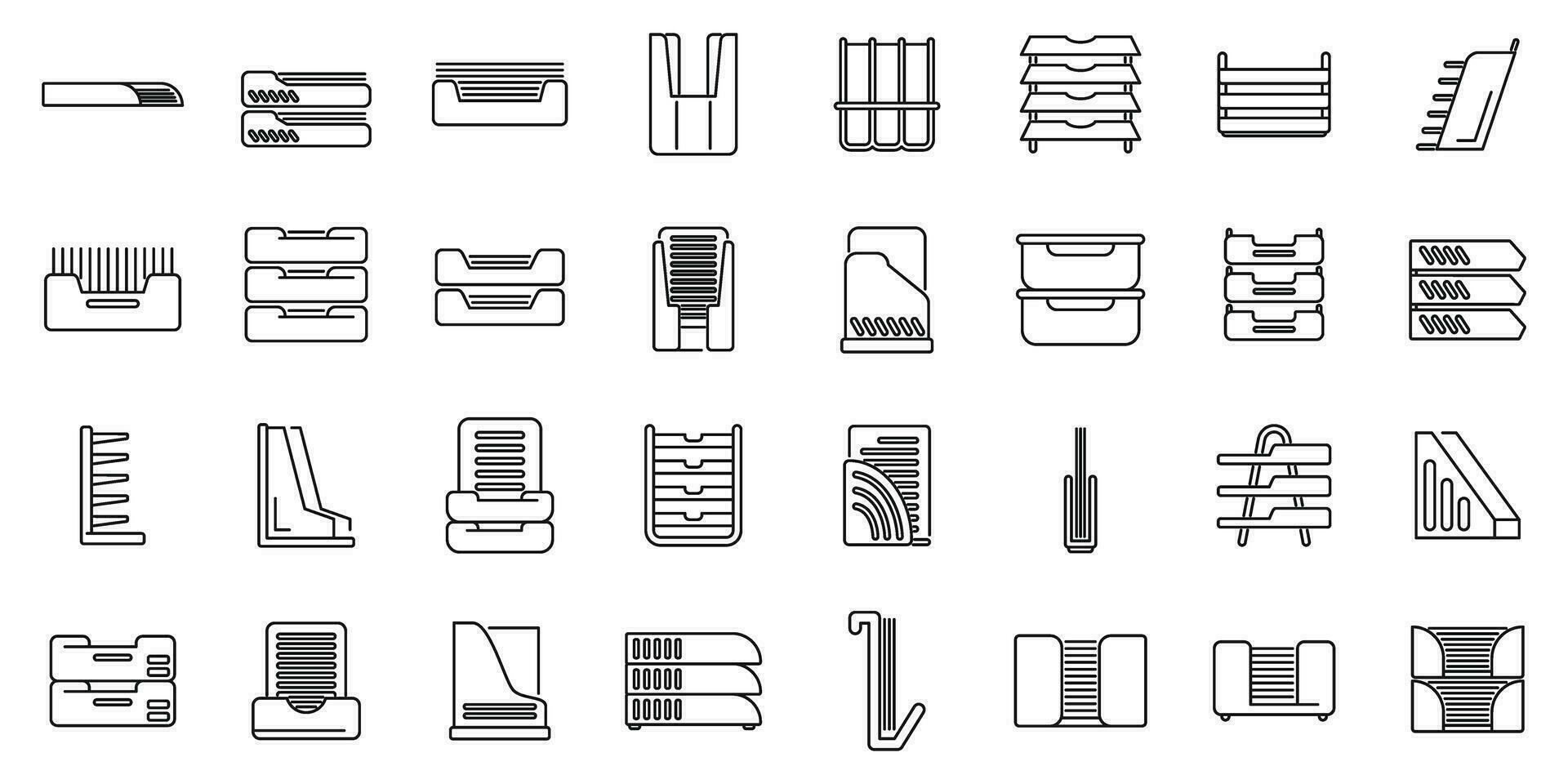 Paper tray icons set outline vector. Office rack storage 36591502