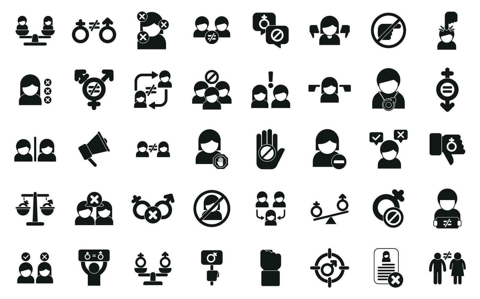 Gender discrimination icons set simple vector. Harassment workplace vector