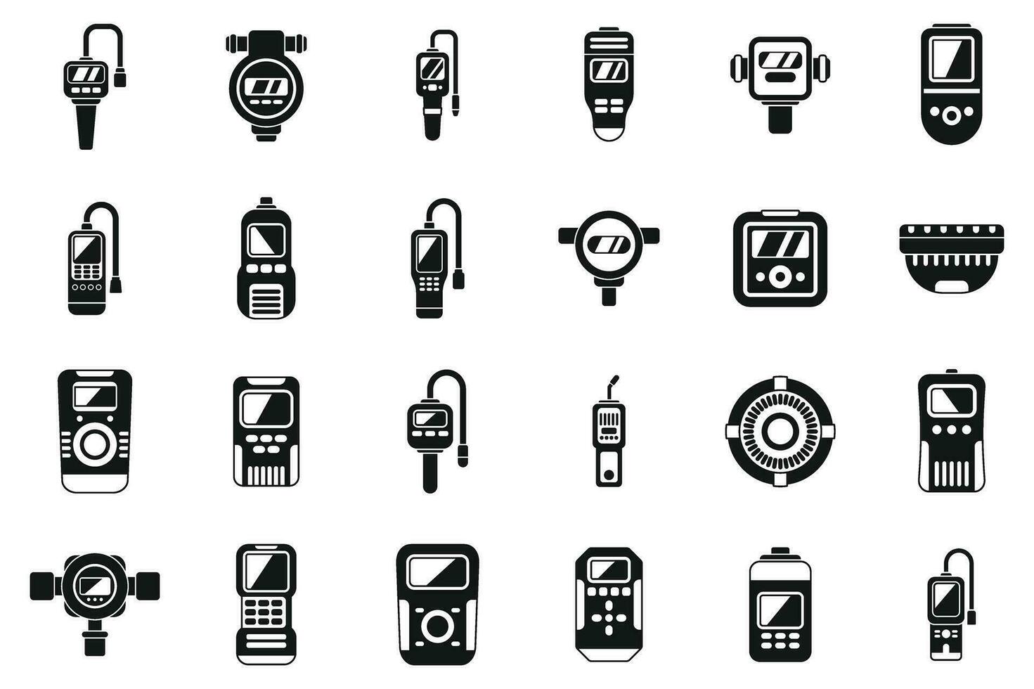 Gas detector icons set simple vector. Meter instrument vector