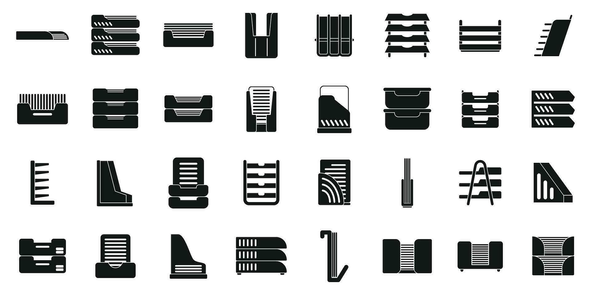Paper tray icons set simple vector. Office rack storage 36591521 Vector