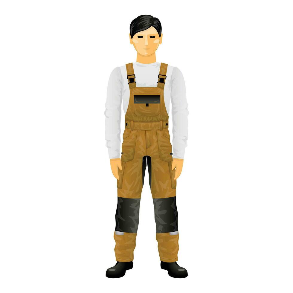 Man builder overalls icon cartoon vector. Construction worker vector